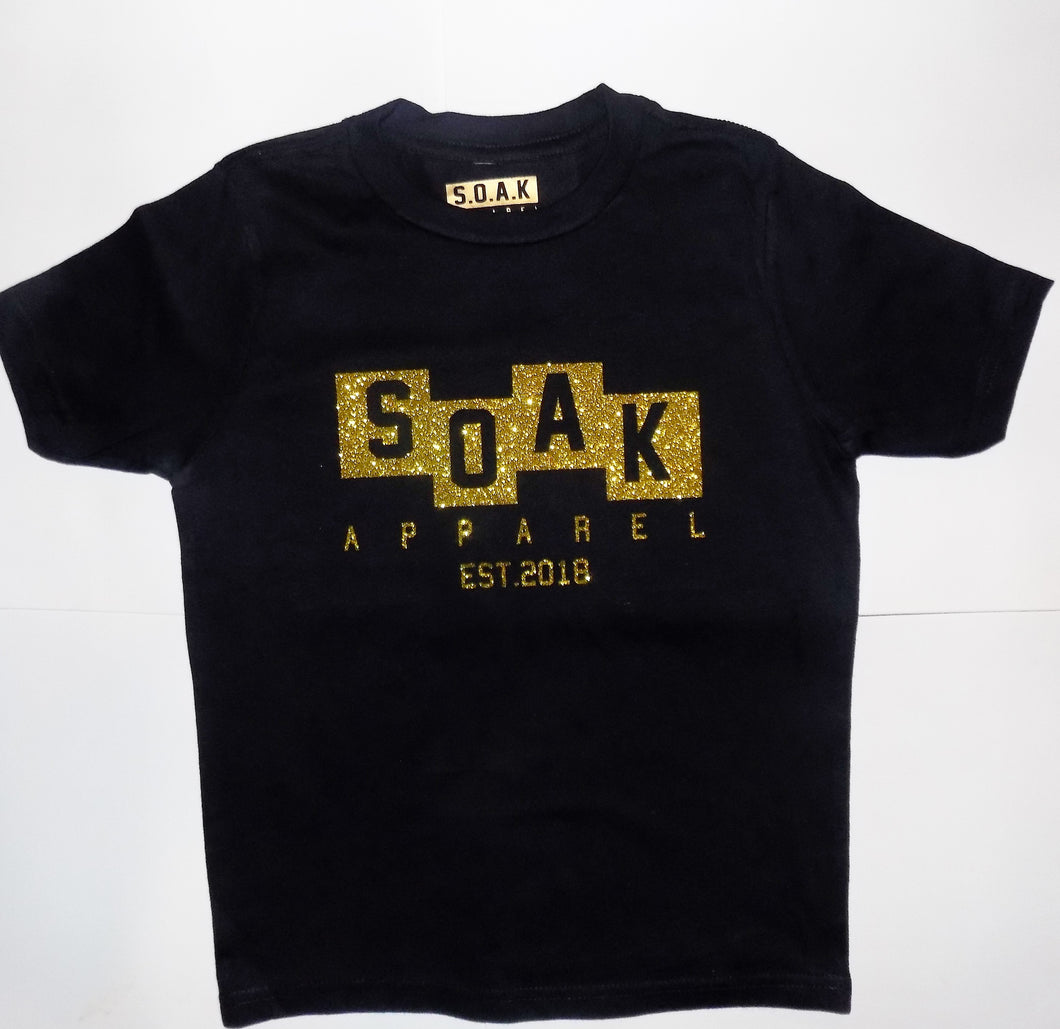 S.O.A.K Apparel Kids T-Shirt ( Black w/ Gold Glitter) - S.O.A.K  Apparel 