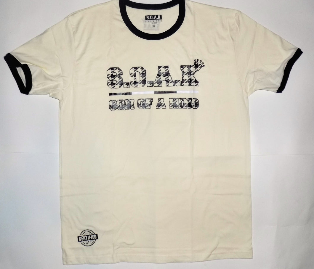 S.O.A.K Apparel Kids T-Shirt ( Cream Checkered/ Black/White) - S.O.A.K  Apparel 