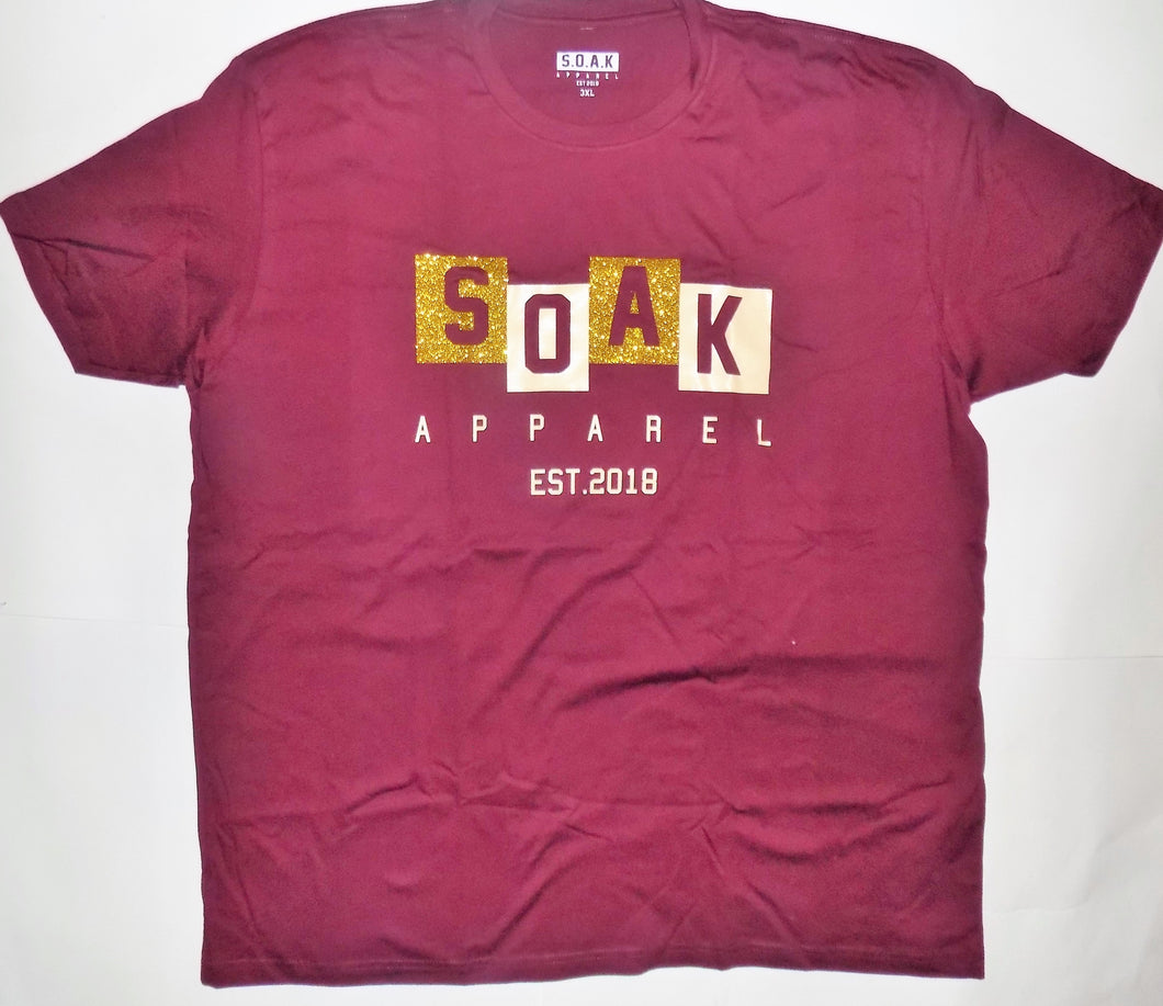 S.O.A.K Apparel Kids T-Shirt ( Burgundy/ White/ Gold) - S.O.A.K  Apparel 