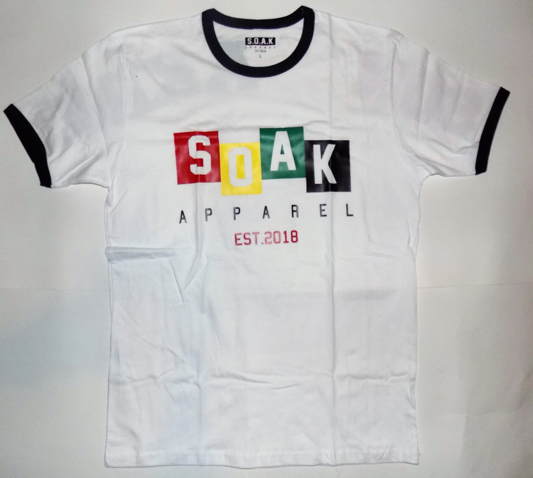 S.O.A.K Apparel  T-Shirt  ( White/ Black/ Red/ Green/ Black Sleeves) - S.O.A.K  Apparel 