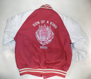 S.O.A.K  " S" Crown W/ Lion Letter Man Jacket Red/White ) - S.O.A.K  Apparel 