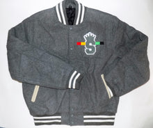 Load image into Gallery viewer, S.O.A.K  &quot; S&quot; Crown W/ Lion Letter Man Jacket (Gray/ White ) - S.O.A.K  Apparel 