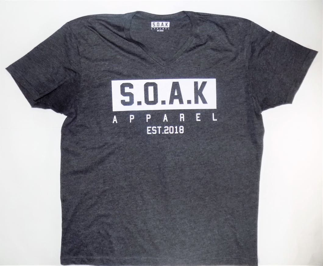 S.O.A.K Apparel  V Neck T-Shirt  (Gray/ White ) - S.O.A.K  Apparel 