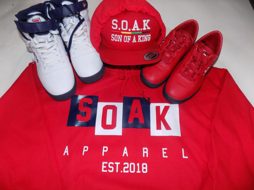 S.O.A.K Apparel Kids Hoodie (  Red/ White/ Navy Blue) - S.O.A.K  Apparel 